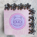 Set di 8 mini mollette per capelli a fiori grigi con cristallo su base rosa - Grigio Nero