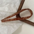 Minimalist acetate U-shaped hair pin with leopard print and Creation France gold lettering - Coffee Leopard