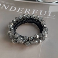 Elegante elastico per capelli con perline di cristallo grigio argento per donna - Stile Cristallo Tondo
