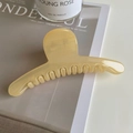 Primer plano de una pinza para el cabello crema minimalista con acabado translúcido - Beige