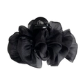 Elegante pinza para el pelo de tul negro de gran tamaño para peinados chic de mujer - Mediano / Negro