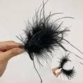 Elegante pinza per capelli nera da 8 cm con decorazione in piume stile vintage - Nero (Pinza Piuma Pura Chignon)