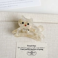 Dettaglio del fermaglio per capelli a gatto marmorizzato crema con fiocco di strass - Gatto Bianco Colorato
