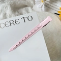 Pince à cheveux bec de canard en métal rose mat chic avec motif décoratif - Rose