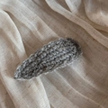 Detailed macro view of dark grey handmade knit wave texture on the woolen hair clip - Wool Knitted Water Drop (BB Clip) / Gray