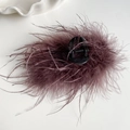 Elegante molletta per capelli con piume color malva e base nera per capelli folti - 11cm / Rosso