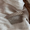 French vintage style beige hair comb with black polka dots and metal teeth - Beige