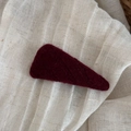 Close-up of deep red knitted triangle hair clip showing detailed woven wool texture - Knitted Retro BB-Wine Red Large Triangle