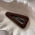 Detail showing high-quality dark brown velvet texture of the triangular BB hair clip - Triangle Dark Coffee