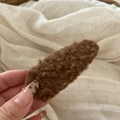 Close-up of brown plush teddy fleece hair clip showing soft texture and metal BB grip - Brown