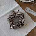 Dettaglio di un elastico in tessuto a righe marroni e bianche con trama plissettata retrò - Stile a Righe