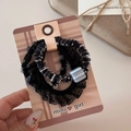 Set de gomas para el pelo con encaje y cuadros en cartón vintage con accesorios rústicos - Conjunto de Gomas de Cuadros Cuadrados (6116986602747) / Negro