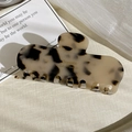 Close-up of acetic acid tortoise shell hair claw clip with golden Barrette La France text - Large French Claw Clip (FJ-0524) / Beige Tortoiseshell