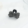 Exquisite 4.5cm black bow hair claw clip with pavé rhinestones in a luxury style - Full Rhinestone Black Bow (Small)