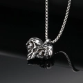 Gothic heart skull pendant necklace in oxidized steel finish with box chain link - Steel Color Pendant Only (Without Chain)