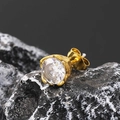 Classic gold titanium steel stud earring featuring a large round brilliant cubic zirconia stone - Gold Tone White Zircon (Single)
