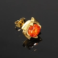 Boucles d'oreilles luxe en titane avec zircon orange et base géométrique dorée pour femme - Or Zircone Orange