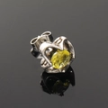 Clou d'oreille cœur en acier titane avec pierre jaune et finition argentée élégante - Acier Zircone Jaune