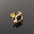 Gotische vergulde kruisbot oorknopje met zwarte edelsteen en reflecterende afwerking - Enkel Stuk / Goud Zwarte Strass (Enkel)
