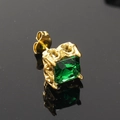 Orecchino a perno retrò in acciaio al titanio dorato con zircone quadrato verde - Oro Zircone Verde (Singolo)