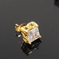 Orecchino quadrato di lusso in zircone con motivo floreale retrò in oro inossidabile - Oro Zircone Bianco (Singolo)