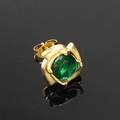 Clou d'oreille en acier titane avec zircon émeraude carré doré pour hommes et femmes - Or Zircon Vert