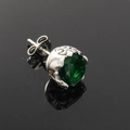 Gothic silver stud earring with large green faceted gemstone in a claw setting - Silver With Green Zircon
