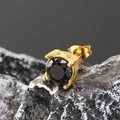 Pendientes de tuerca con circón negro y engaste dorado vintage para hombre y mujer - Oro Circonita Negra
