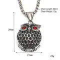 Collana con ciondolo a forma di gufo stile punk da uomo con zirconi rossi - Colore Acciaio Solo Pendente (Senza Catena)