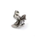 Vintage gothic style stainless steel stud earring with square crystal and silver finish - Steel Color White Zircon