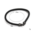 Bracciale da uomo vintage in pelle intrecciata con fibbia in acciaio al titanio, 22cm - Nero Piccolo