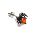 Orecchino punk gotico a forma di ali di pipistrello con zircone arancione e argento - Colore Acciaio Strass Arancio Rosso