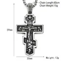 Ciondolo a croce ortodossa retrò in acciaio inossidabile con teschio e collana a catena box - Ciondolo Solo (Senza Catena) (Argento Antico)