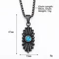Vintage bohemian titanium steel pendant necklace featuring a round turquoise stone - Pendant Only (Without Chain) (HT-6626) / Antique Silver
