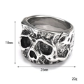 Vintage punk skull ring in titanium steel with detailed retro carving for men - US 7 / Large Skull Relief Style (Steel Color Style 1)