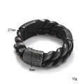 Retro punk titanium steel ring with woven texture and 27mm diameter dimensions - US 7 / Braided Rope Style
