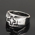 Anello croce in acciaio inossidabile stile punk retrò con rilievo gotico e riflesso a specchio - US 7 / Color Acciaio