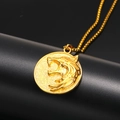 Collana vintage con pendente a testa di lupo vichingo in acciaio dorato lucido - Oro (Solo Ciondolo Senza Catena)