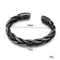 Retro braided titanium steel cuff bracelet for men with 55mm diameter and 10mm width - Double Twisted Rope Style
