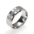 Bague croix en acier inoxydable brossé avec pierres de zircon pour hommes et femmes - US 7 / Acier