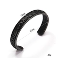 Retro stainless steel cuff bracelet with evil eye engravings and oxidized vintage finish - Evil Eye Totem Style