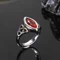 Bague vintage en acier inoxydable avec nœud celtique et pierre précieuse rouge marquise - Taille 7 / Acier Zircon Rouge