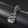 Gothic punk stainless steel necklace featuring a detailed snake wrapped around a guitar - Steel Color Pendant Only (Without Chain) (WD-730)