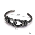 Vintage braided stainless steel open bangle bracelet with antique silver finish for men and women - Antique Silver