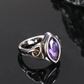 Bague vintage en acier inoxydable avec pierre violette marquise et nœud celtique - Taille 7 / Acier Violet Zircone