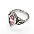 Vintage stainless steel ring with Celtic knot design and marquise-cut pink gemstone - 7 / Stainless Steel Silver Color Pink Zirconia