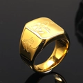 Anello sigillo da uomo in acciaio inossidabile dorato con Anubis egiziano e occhio di Horus - US 7 / Oro