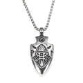 Vintage Viking Valknut shield arrow pendant necklace in antique silver stainless steel for men - Pendant Only (Without Chain) (Steel Color)