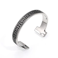 Retro Viking Rune open bangle for men in polished silver stainless steel finish - Steel