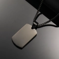 Macro shot of matte gunmetal stainless steel military tag pendant on box chain - Black Pendant Only (Without Chain) / Black